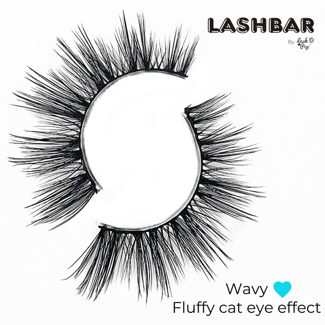 Single-Pack Wavy 3D Fauxmink Lashbar False Eyelashes<br>(Case of 24)