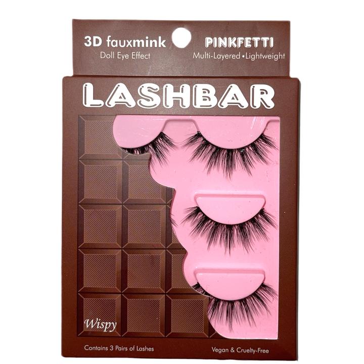 3-Pack Pinkfetti 3D Fauxmink Lashbar False Eyelashes