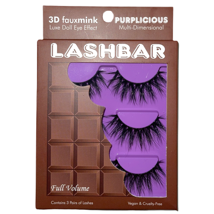 3-Pack Purplicious 3D Fauxmink Lashbar False Eyelashes