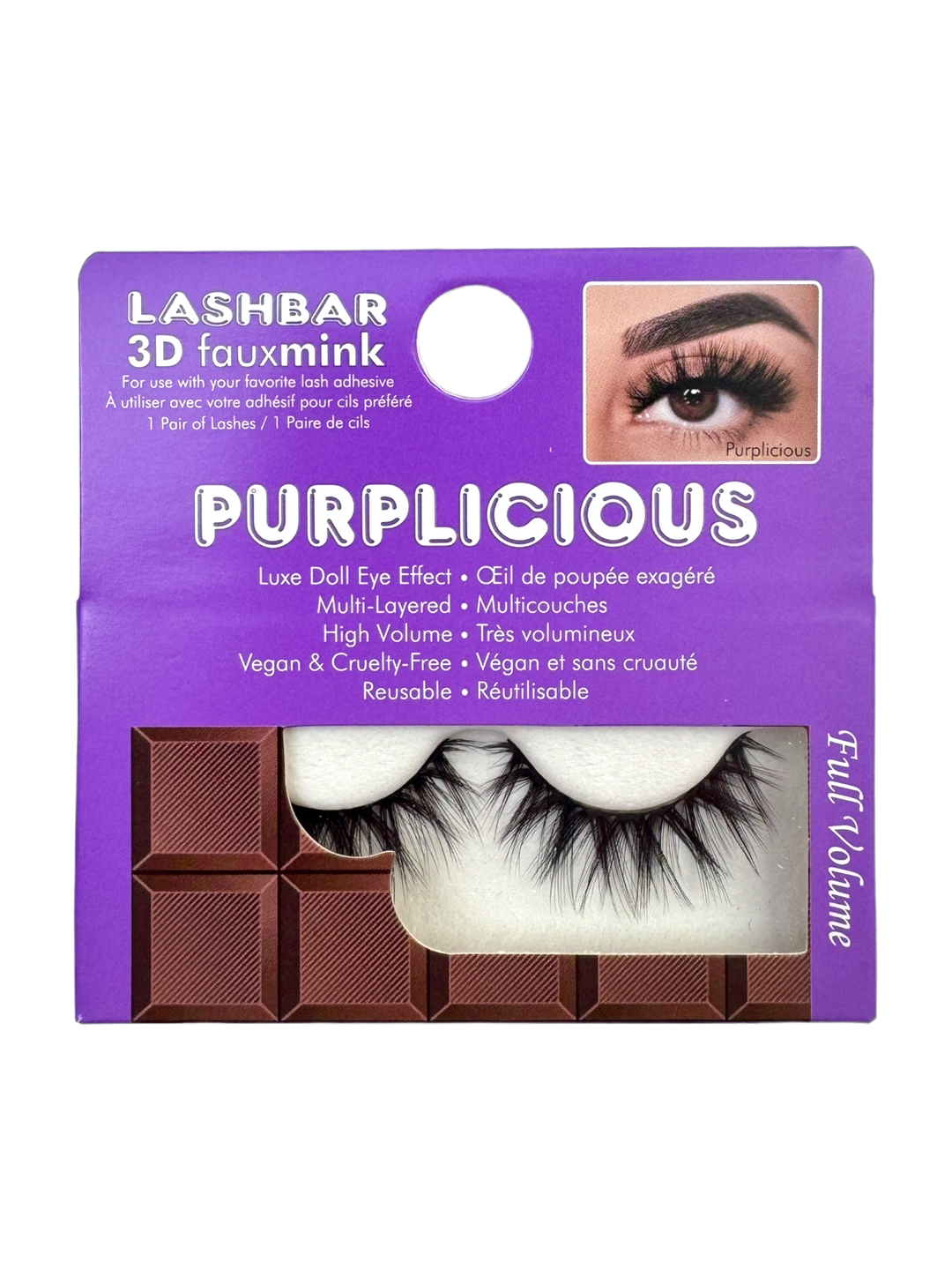 Purplicious 3D Fauxmink Lashbar Single-Pack False Eyelashes *Bio Packaging