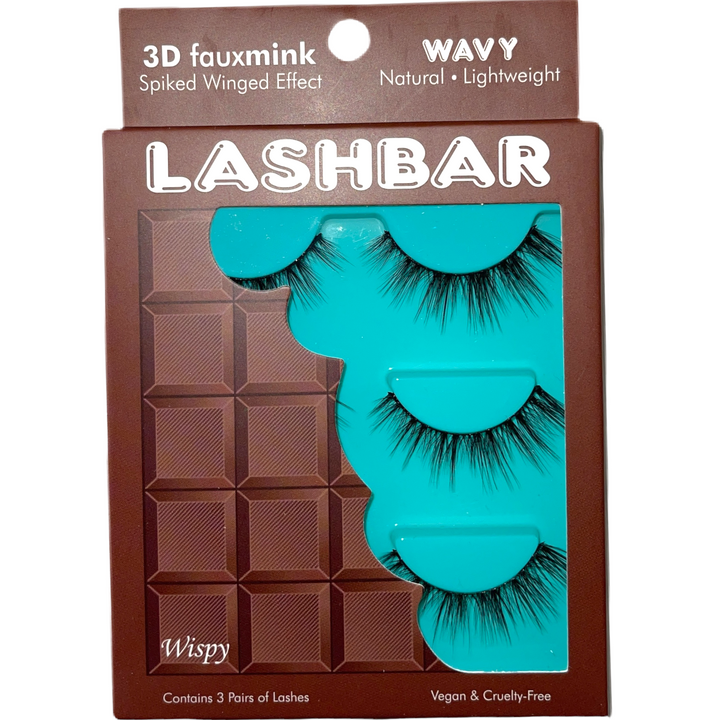 3-Pack Wavy 3D Fauxmink Lashbar False Eyelashes