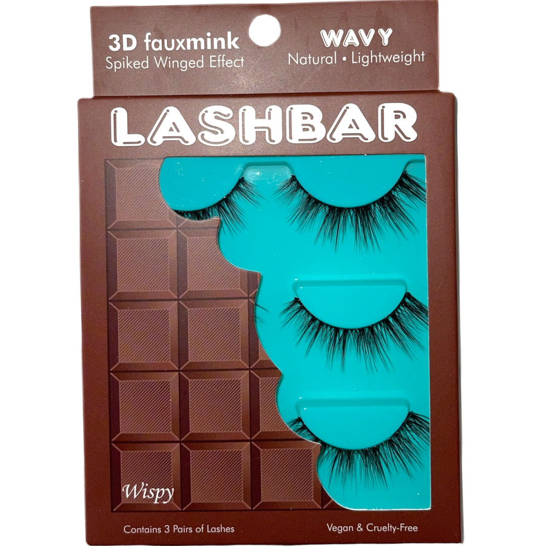 Wavy 3D Fauxmink Lashbar 3-Pack False Eyelashes (Case of 12)