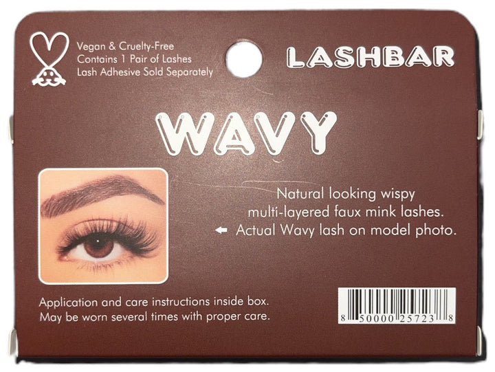 Single-Pack Wavy 3D Fauxmink Lashbar False Eyelashes<br>(Case of 24)