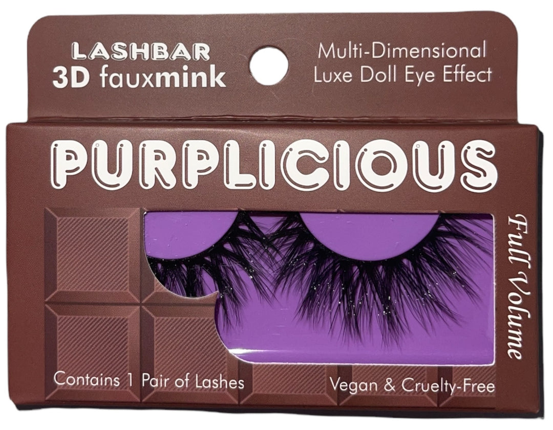 Single-Pack Purplicious 3D Fauxmink Lashbar False Eyelashes<br>(Case of 24)